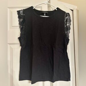 WHBM Black Lace Sleeve Women's Top